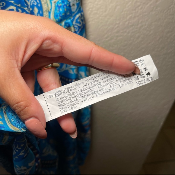 Zara | NWT! Blue Floral Paisley Satin Effect Mini Dress Size: Medium - Picture 6 of 9